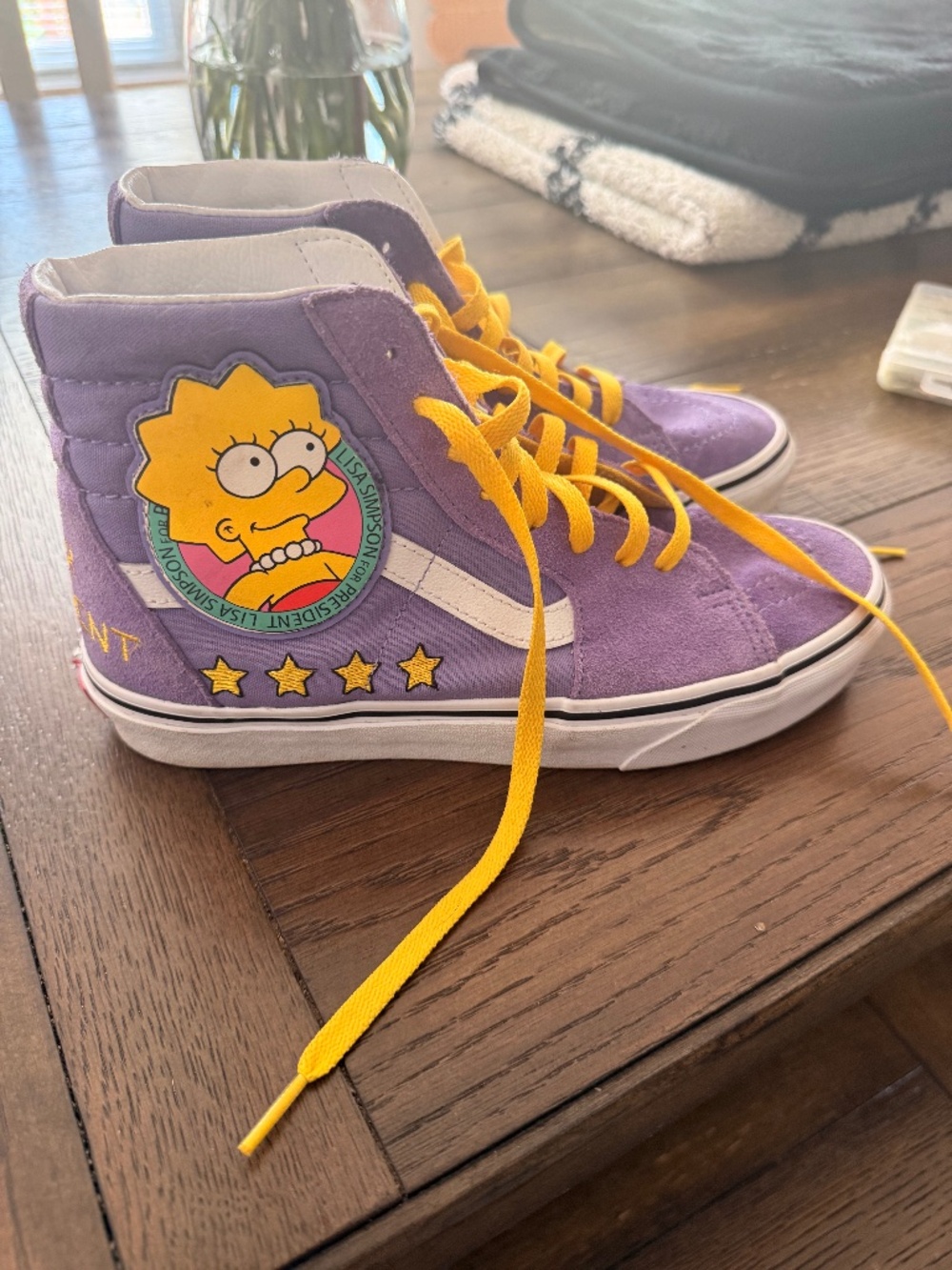Vans Womens Lisa Simpson for President High Top Purple Suede Shoes Sneakers Sz 8